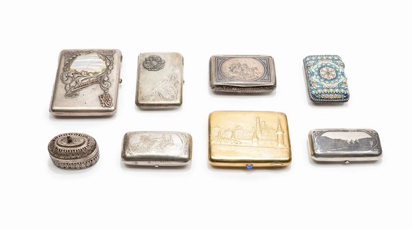 Otto scatole con smalti e pietre dure  - Asta Argenti - Associazione Nazionale - Case d'Asta italiane