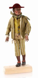 Giovane borghese calvo con bocca socchiusa e fazzoletto al collo  - Asta Dalla Collezione Antonio Latini e altre provenienze Antichi Pastori da Presepe, Accessori e libri sul tema - Associazione Nazionale - Case d'Asta italiane