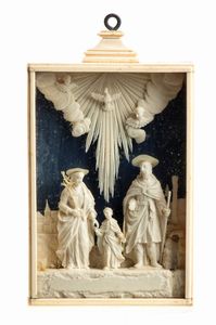 Andrea e Alberto Tipa, Bottega di - Gruppo in osso scolpito raffigurante Sacra Famiglia