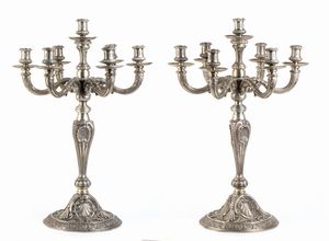 Attilio Grandis - Coppia di importanti candelabri in argento