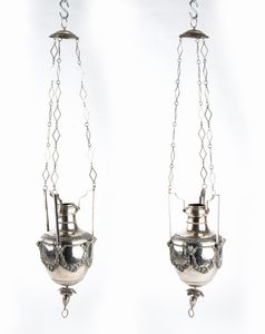 Vincenzo II Belli - Coppia di grandi lanterne in argento