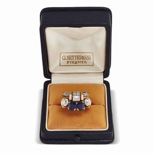 ANELLO CON ZAFFIRI E DIAMANTI  - Asta Gioielli - Associazione Nazionale - Case d'Asta italiane