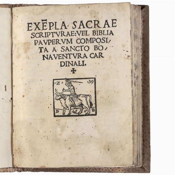 (Religiosi)   BONAVENTURA, SAN. Exempla Sacrae Scripturae vel Biblia Pauperum composita a Sancto Bonaventura Cardinali. (Venetiis, per Bernardinum Venetum de Vitalibus, 1518, mensis Julii dies XIIII)   [con:]   Interrogationes et doctrine quibus quilibet sacerdos debet interrogare suum confitentem.  - Asta LIBRI, MANOSCRITTI E AUTOGRAFI - Associazione Nazionale - Case d'Asta italiane