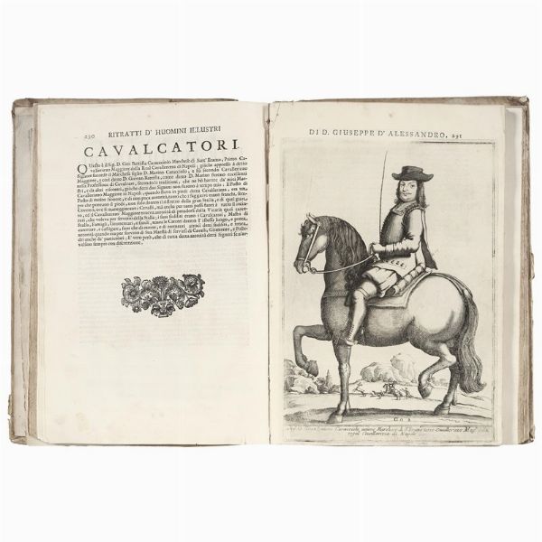 (Equitazione - Illustrati 700)   D’ALESSANDRO, Giuseppe.   Opera […] in cinque libri. Ne’ quali si tratta delle regole di cavalcare, della professione di spada, ed altri esercizj d’armi.   In Napoli, Antonio Muzio erede di Michele Luigi, 1723 (In Napoli, per Michele-Luigi Muzio, 1724).  - Asta LIBRI, MANOSCRITTI E AUTOGRAFI - Associazione Nazionale - Case d'Asta italiane