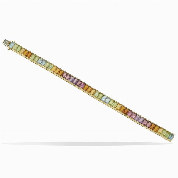 Bracciale con topazi azzurri, peridoti, quarzi citrini, ametiste  - Asta Fine Jewels - Associazione Nazionale - Case d'Asta italiane