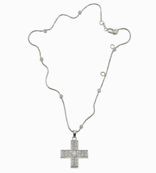 Pendente croce con pavé di diamanti  - Asta Fine Jewels - Associazione Nazionale - Case d'Asta italiane