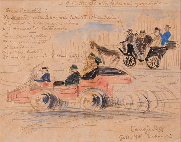 Francesco  Cangiullo : I Futuristi alla festa dei giornalisti  - Asta Arte Moderna e Contemporanea - Associazione Nazionale - Case d'Asta italiane