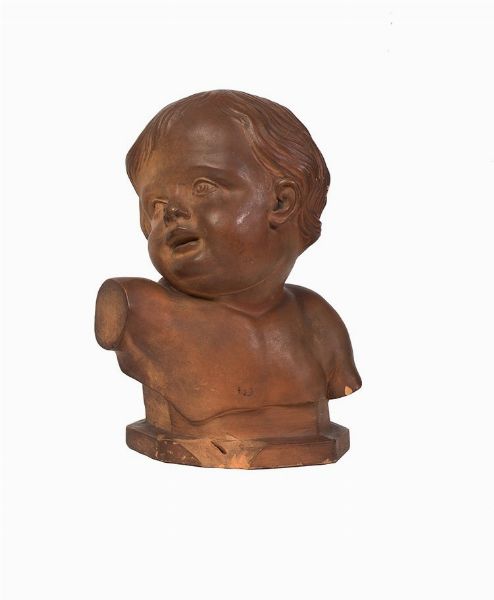 Scuola romana fine XVIII inizi XIX secolo : Testa di putto  - Asta Antiquariato, Dipinti antichi e del XIX secolo - Associazione Nazionale - Case d'Asta italiane