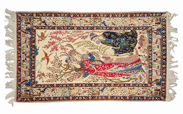Tappeto Isfahan figurato  - Asta Antiquariato, Dipinti antichi e del XIX secolo - Associazione Nazionale - Case d'Asta italiane