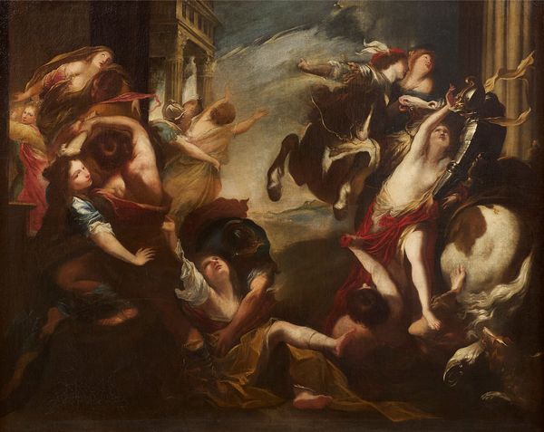 Scuola napoletana fine XVII secolo : Ratto delle Sabine  - Asta Antiquariato, Dipinti antichi e del XIX secolo - Associazione Nazionale - Case d'Asta italiane