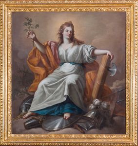 Giuseppe Bonito (Castellammare di Stabia 1707 - Napoli 1789) : a) Allegoria della Clemenza; b) Allegoria della Forza  - Asta Antiquariato, Dipinti antichi e del XIX secolo - Associazione Nazionale - Case d'Asta italiane