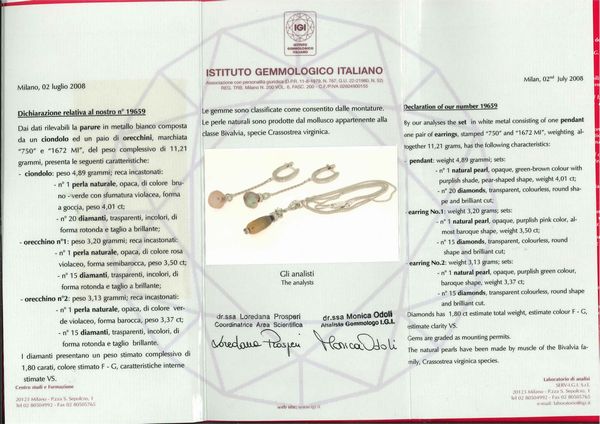 Demi-parure con perle naturali  - Asta Gioielli - Associazione Nazionale - Case d'Asta italiane