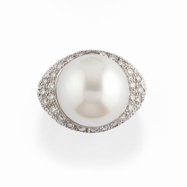Anello con perla  - Asta Gioielli - Associazione Nazionale - Case d'Asta italiane