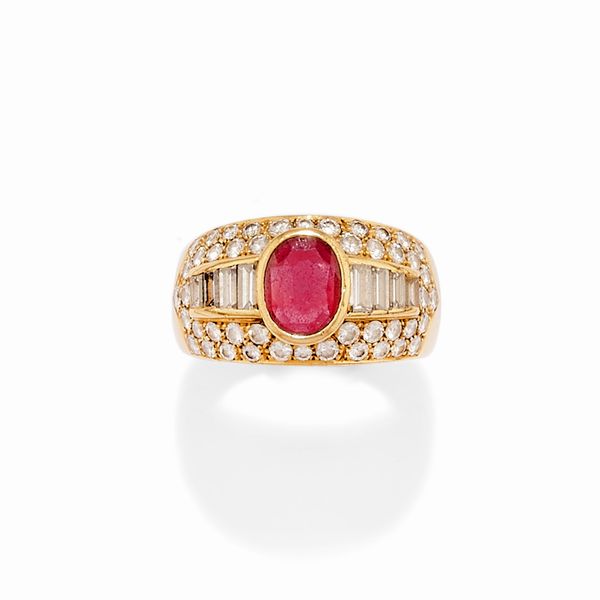 Anello con rubino  - Asta Gioielli - Associazione Nazionale - Case d'Asta italiane