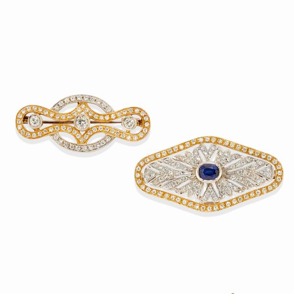 Due spille con diamanti  - Asta Gioielli - Associazione Nazionale - Case d'Asta italiane