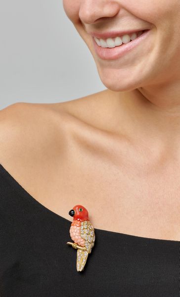 Van Cleef & Arpels : Spilla pappagallo  - Asta Gioielli - Associazione Nazionale - Case d'Asta italiane