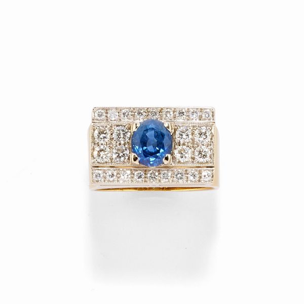 Anello con zaffiro  - Asta Gioielli - Associazione Nazionale - Case d'Asta italiane