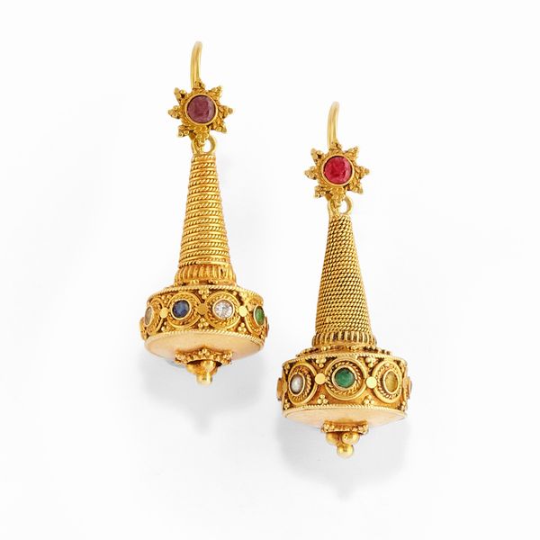 Orecchini con pietre colorate  - Asta Gioielli - Associazione Nazionale - Case d'Asta italiane