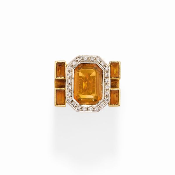 Due anelli, coppia di orecchini e collana con quarzi  - Asta Gioielli - Associazione Nazionale - Case d'Asta italiane