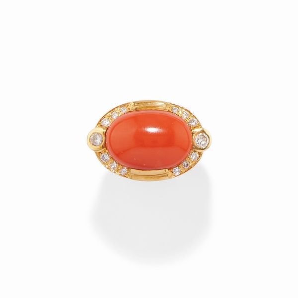 Anello con corallo  - Asta Gioielli - Associazione Nazionale - Case d'Asta italiane