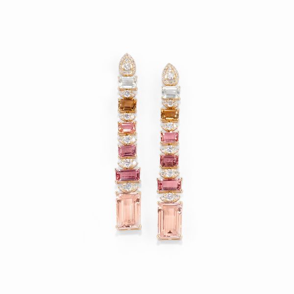 Orecchini pendenti con pietre di colore  - Asta Gioielli - Associazione Nazionale - Case d'Asta italiane