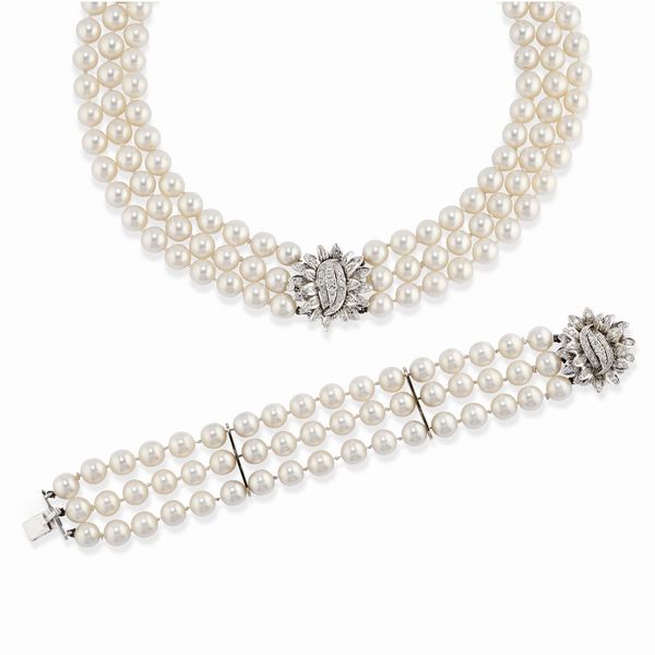 Demi parure con perle  - Asta Gioielli - Associazione Nazionale - Case d'Asta italiane