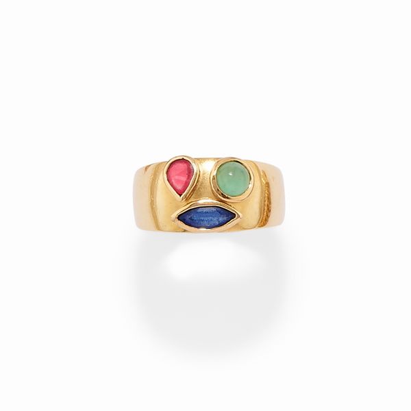 Anello con pietre di colore  - Asta Gioielli - Associazione Nazionale - Case d'Asta italiane