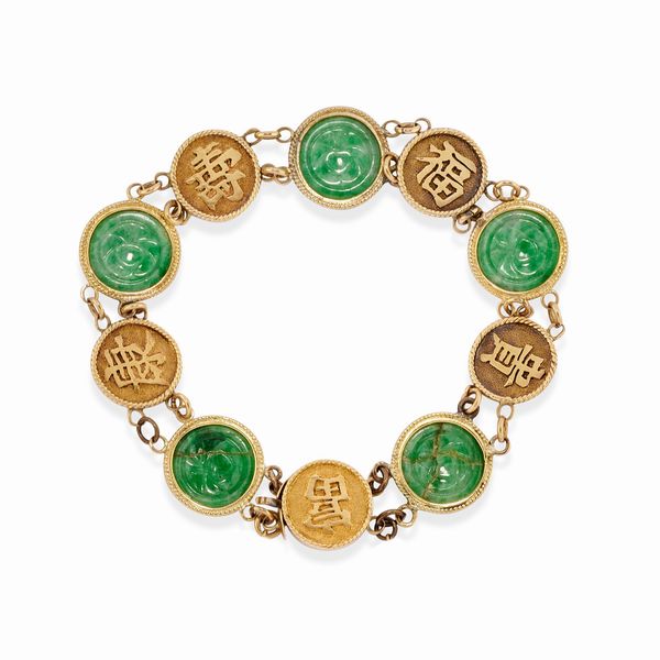Bracciale con pietre verdi  - Asta Gioielli - Associazione Nazionale - Case d'Asta italiane