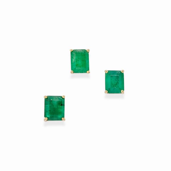 Orecchini e pendente con smeraldi  - Asta Gioielli - Associazione Nazionale - Case d'Asta italiane