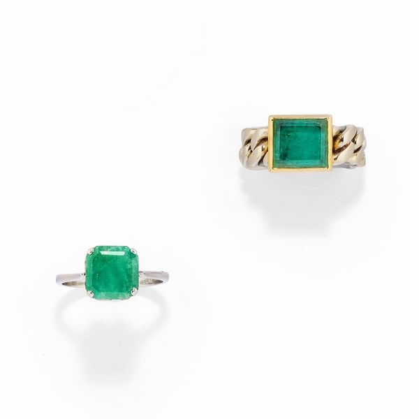 Due anelli con smeraldi  - Asta Gioielli - Associazione Nazionale - Case d'Asta italiane