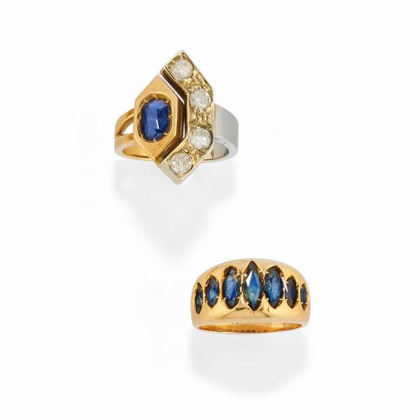 Due anelli con zaffiri  - Asta Gioielli - Associazione Nazionale - Case d'Asta italiane