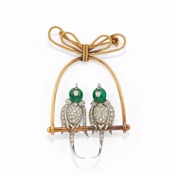 Spilla con smeraldi  - Asta Gioielli - Associazione Nazionale - Case d'Asta italiane