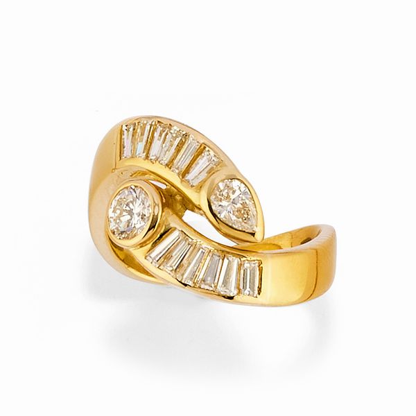 Anello con diamanti  - Asta Gioielli - Associazione Nazionale - Case d'Asta italiane
