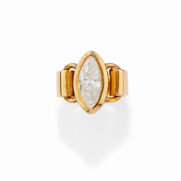 Anello con diamante  - Asta Gioielli - Associazione Nazionale - Case d'Asta italiane