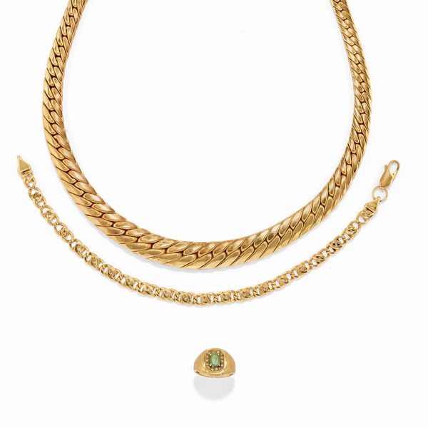 Collana, bracciale e anello con pietra verde  - Asta Gioielli - Associazione Nazionale - Case d'Asta italiane