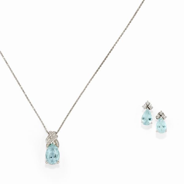 Collana e orecchini con acquamarina  - Asta Gioielli - Associazione Nazionale - Case d'Asta italiane
