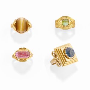 Pao Ying Wang - Quattro anelli con pietre di colore