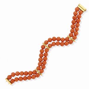 Bracciale e collana con corallo mediterraneo  - Asta Gioielli - Associazione Nazionale - Case d'Asta italiane