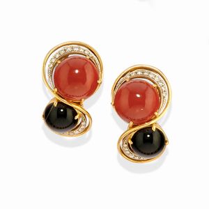 Demi-parure con corallo e onice  - Asta Gioielli - Associazione Nazionale - Case d'Asta italiane