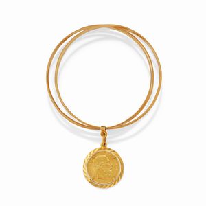 Bracciale rigido con moneta e portachiavi  - Asta Gioielli - Associazione Nazionale - Case d'Asta italiane
