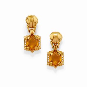 Due anelli, coppia di orecchini e collana con quarzi  - Asta Gioielli - Associazione Nazionale - Case d'Asta italiane