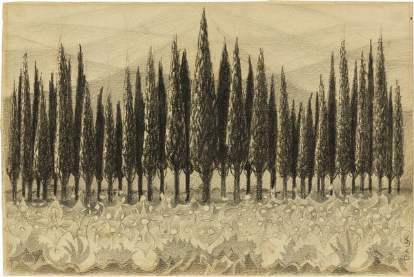 Giacomo Balla : Cipressi a Cotorniano  - Asta Dipinti, Disegni, Sculture e Grafica - Associazione Nazionale - Case d'Asta italiane