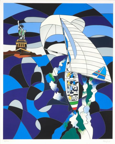 Ugo Nespolo : Azzurra all'America's Cup  - Asta Arte Contemporanea - Associazione Nazionale - Case d'Asta italiane