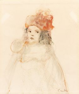 Léonor Fini - Ritratto di fanciulla con cappello rosso