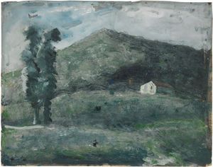 Mario Sironi - Paesaggio con alberi e casa