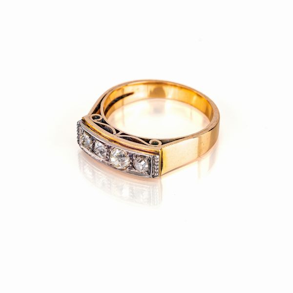 Anello a riviera in oro e diamanti  - Asta Asta Gioielli e Orologi - Associazione Nazionale - Case d'Asta italiane