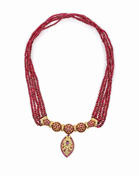 Collana in oro, rubini e brillanti  - Asta Asta Gioielli e Orologi - Associazione Nazionale - Case d'Asta italiane