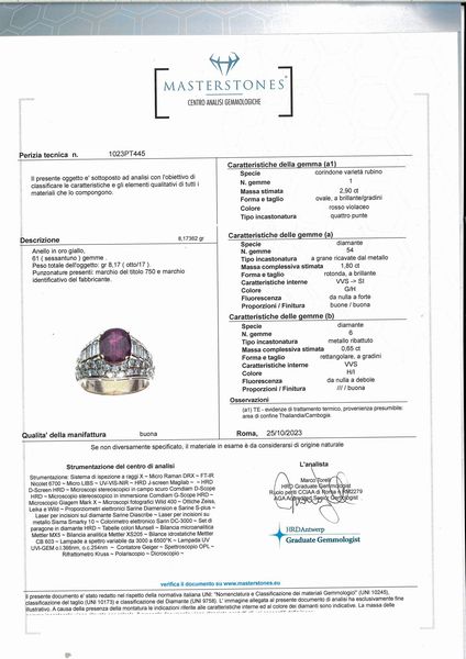 Anello in oro, brillanti e rubino  - Asta Asta Gioielli e Orologi - Associazione Nazionale - Case d'Asta italiane