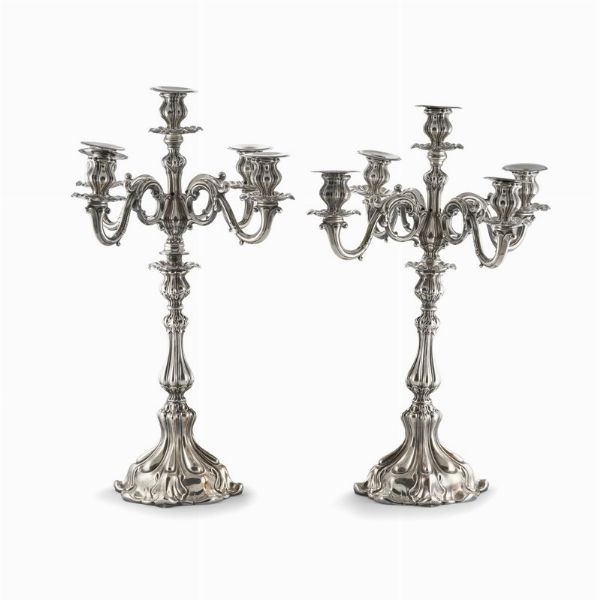COPPIA DI CANDELABRI, SECOLO XX  - Asta Argenti - Associazione Nazionale - Case d'Asta italiane