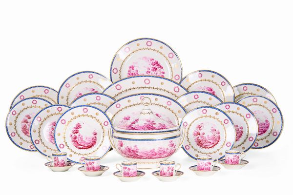 Importante servizio da tavola a “paesi rossi”<BR>Doccia, Manifattura Richard Ginori, seconda metà del XX secolo  - Asta L'Art de la Table - Associazione Nazionale - Case d'Asta italiane